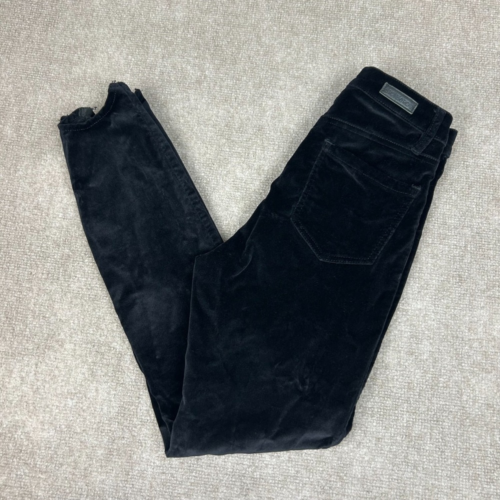 Stone Row Stirrup Legging Pants Womens 26 Black Velvet Logo Mid Rise Skinny Leg